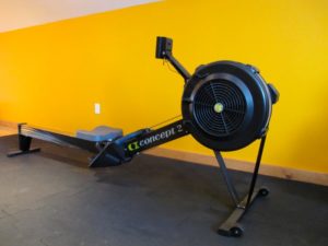 This Concept 2 rower, a great total-body cardio option, is on the second floor of the gym.